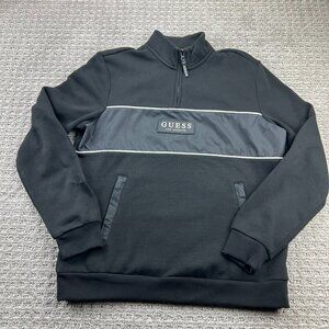 Guess Los Angeles Sweater Men Small S Black 1/4 Zip Casual Designer Preppy